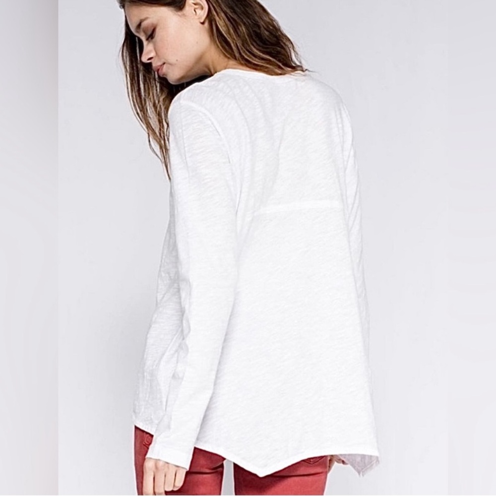 🌟3 for $30🌟 | NWOT | Wilt | Long Sleeve V Neck Boyfriend Tee | White | S